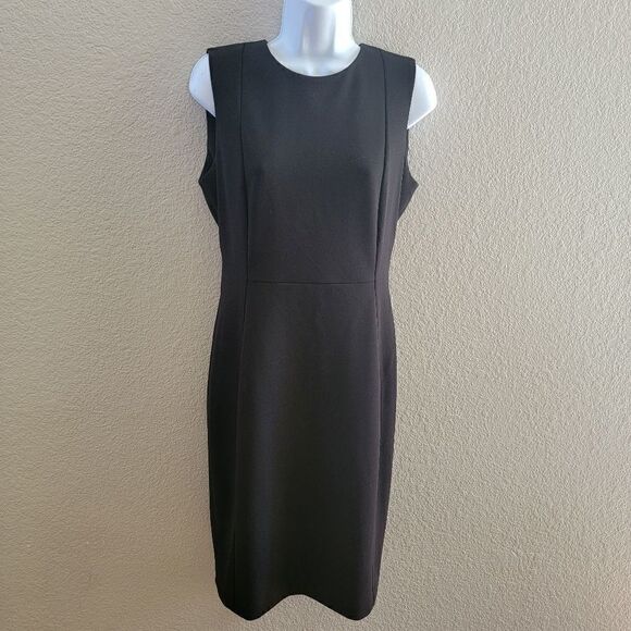 Calvin Klein Women's Black Sleeveless Back Zip Sheath Dress Size 8 - Picture 1 of 3